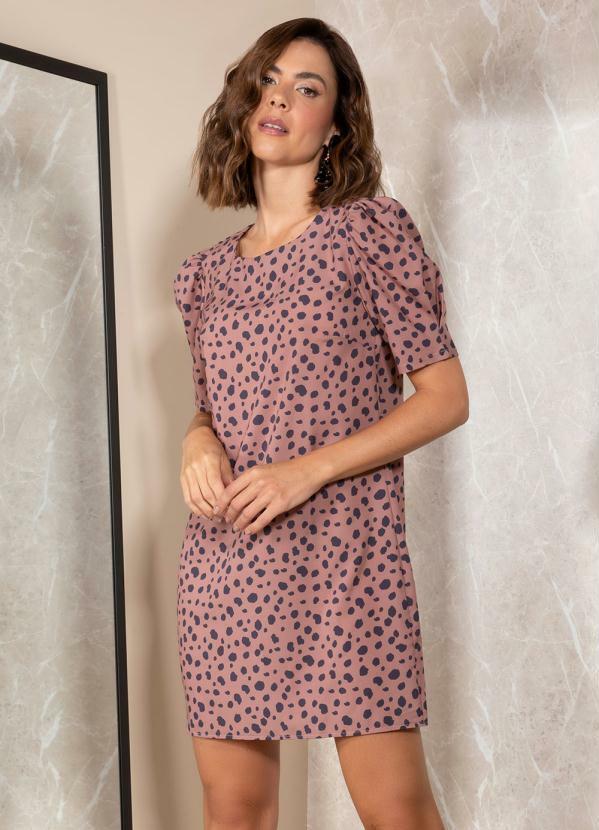 Vestido Animal Print em Crepe Plano
