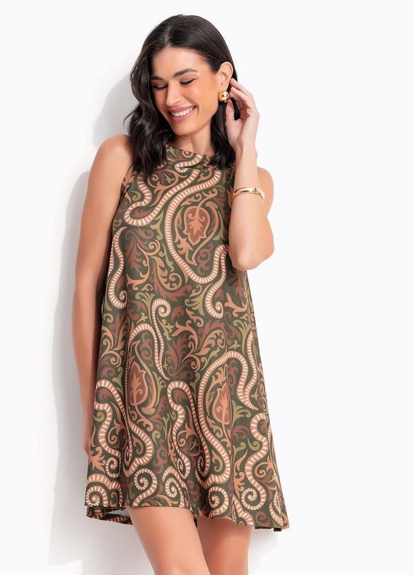 Vestido Arabescos Verde em Malha Fria