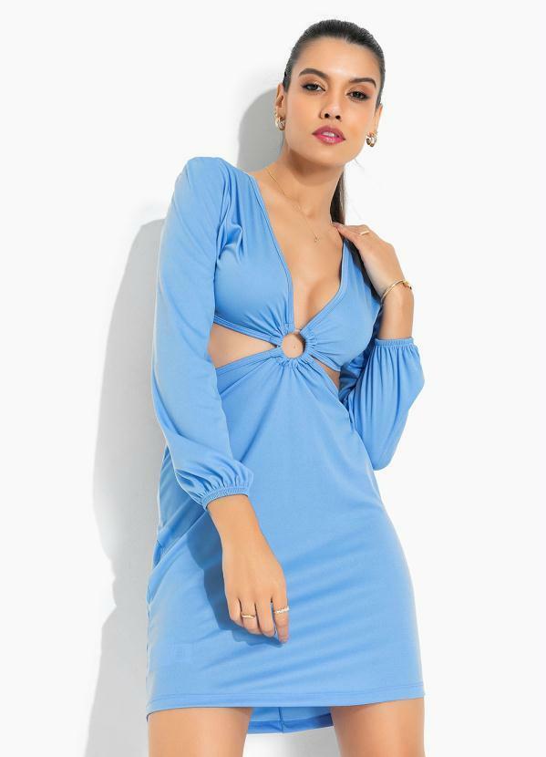Vestido Azul com Recortes Vazado