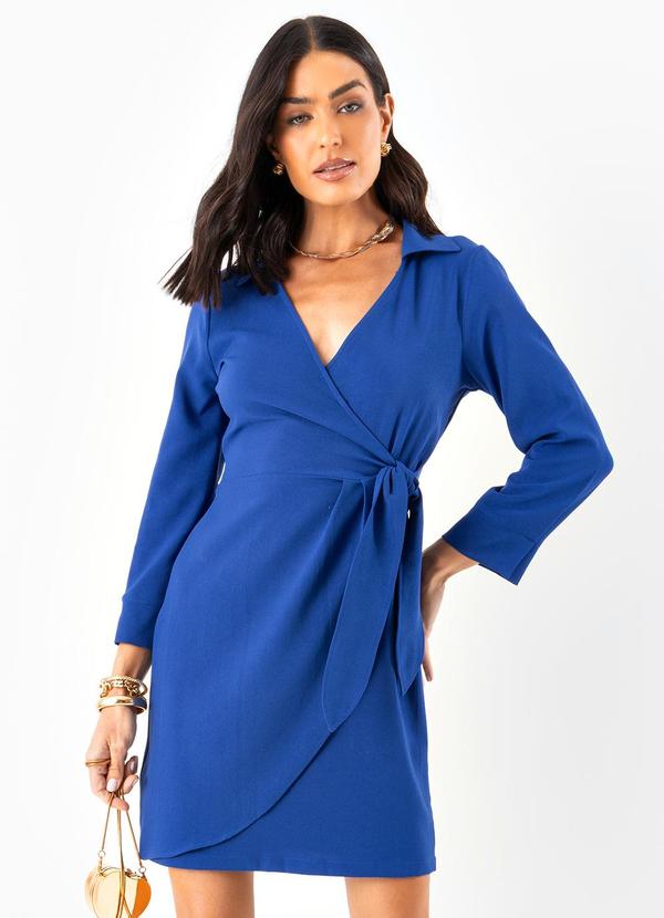 Vestido Azul em Crepe Plano