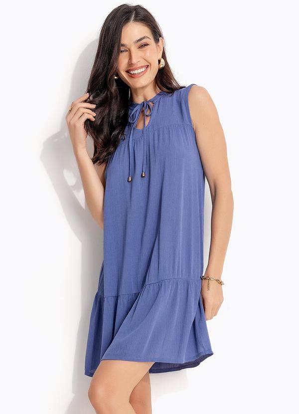 Vista 2 Vestido Azul em Viscose Plana Quintess Quintess