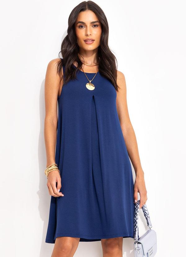 Vestido Azul Marinho em Malha de Viscose