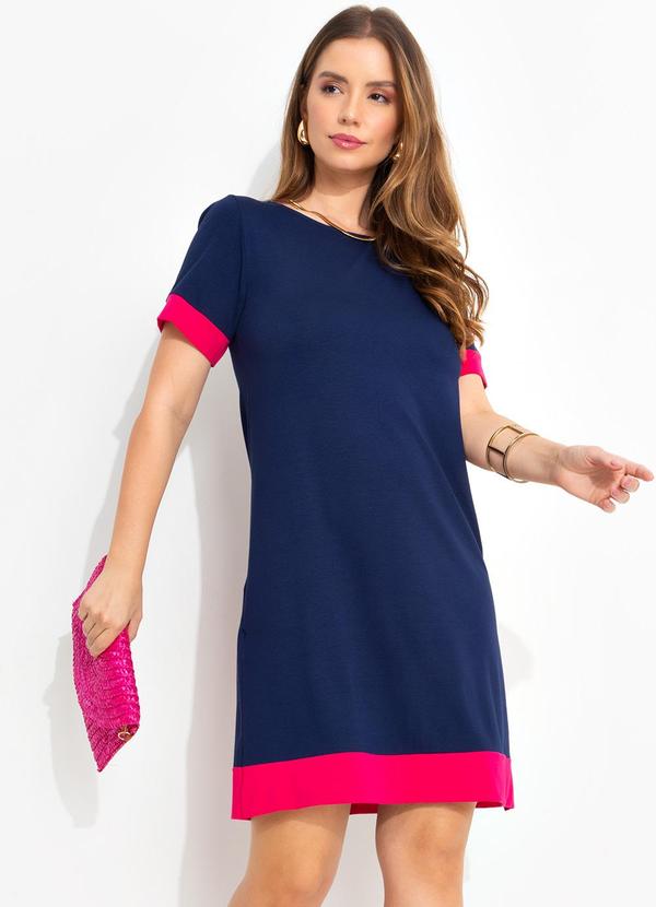 Vestido Azul Marinho em Malha de Viscose