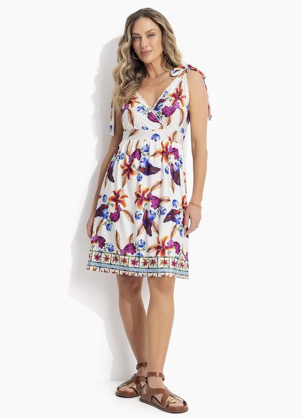 Vestido Barrado Floral em Malha Fria