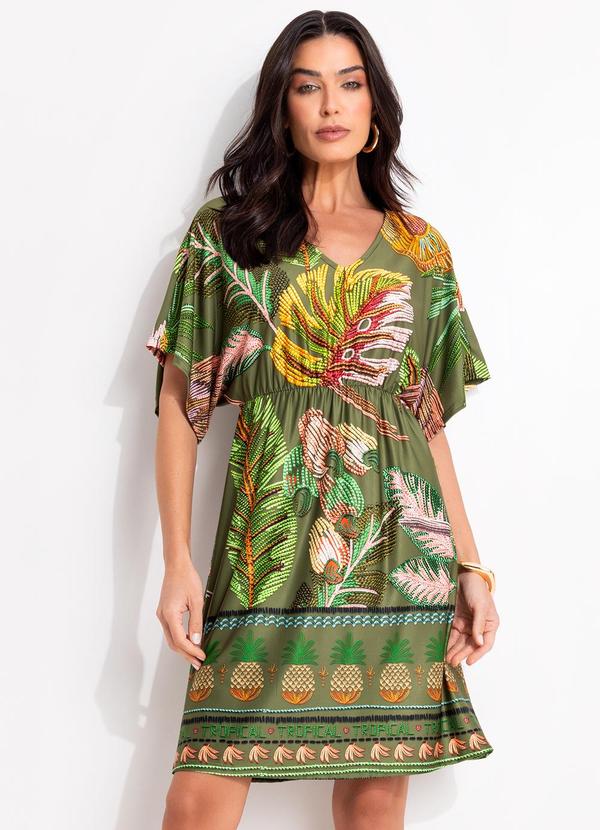Vestido Barrado Verde em Malha Fria