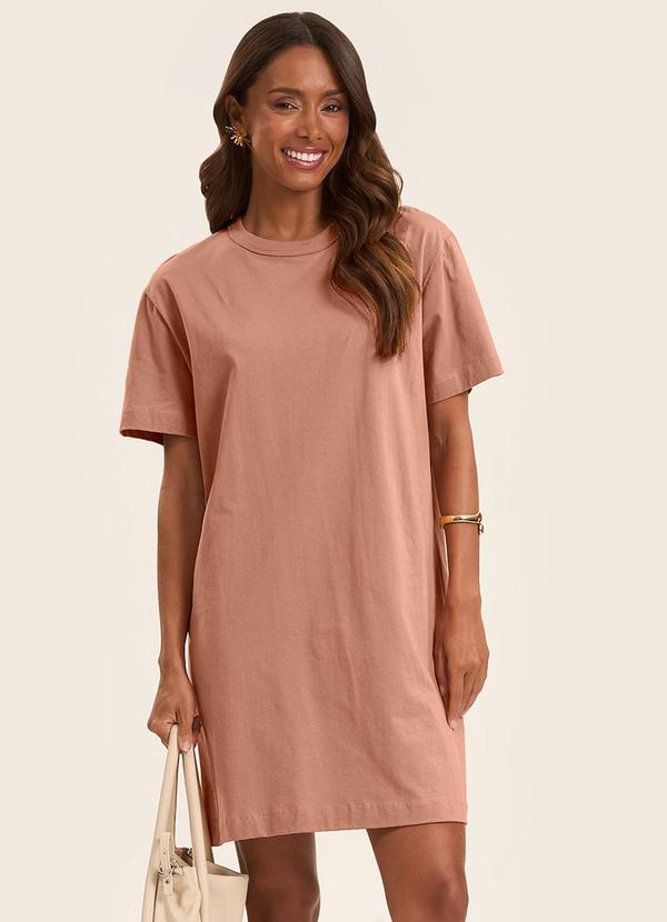 Vestido Básico T-Shirt Feminino Marrom