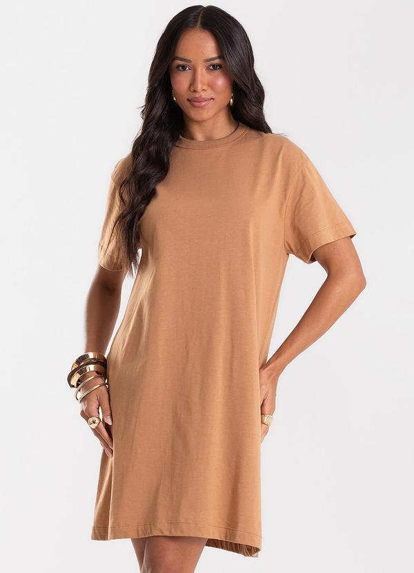 Vestido Básico T-Shirt Feminino Marrom
