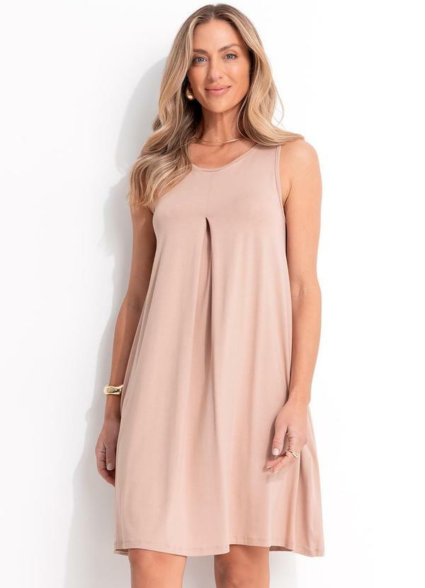 Vista 2 Vestido Bege Claro em Malha de Viscose Quintess Quintess