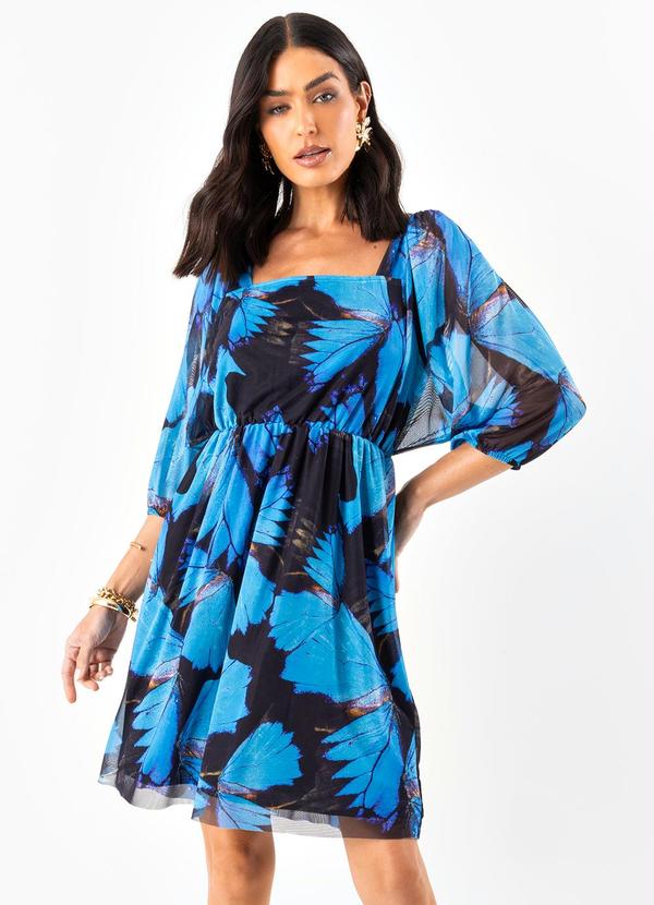 Vestido Borboleta Azul em Tule