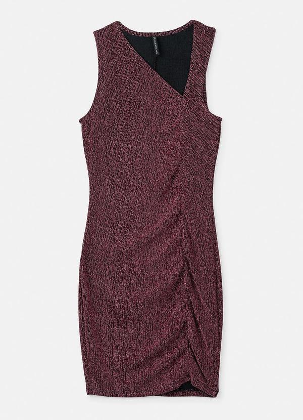 Vestido Bordô de Lurex Assimétrico Bordo