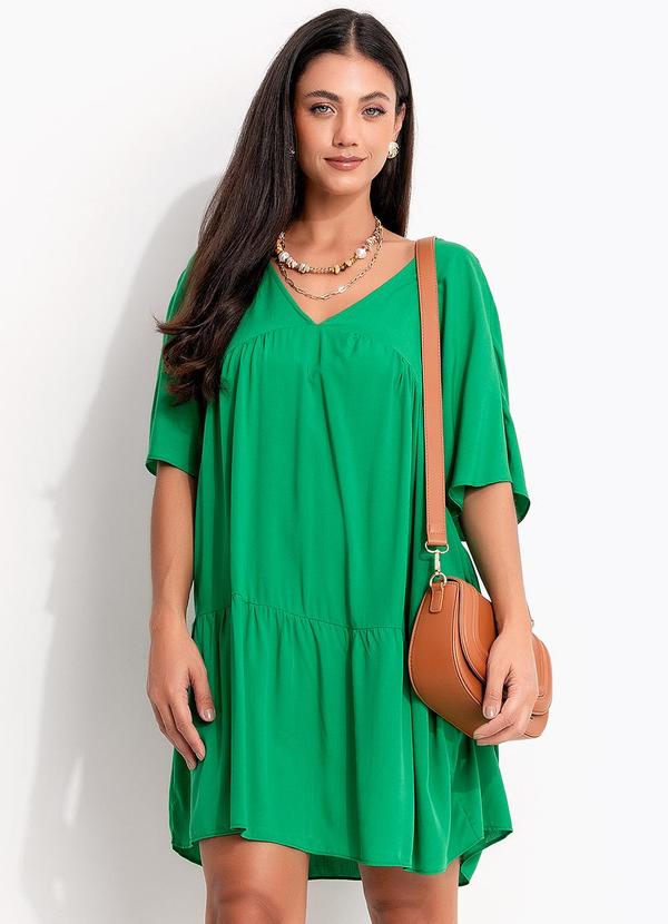 Vista 2 Vestido Camadas Verde em Viscose Quintess Quintess