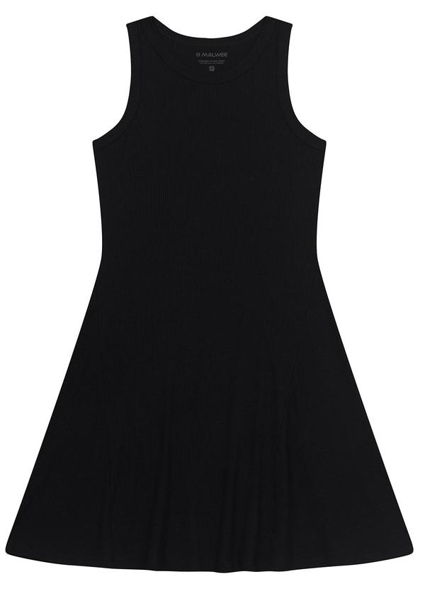 Vestido Canelado Evasê Preto