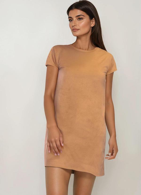 Vestido Caramelo em Malha Suede