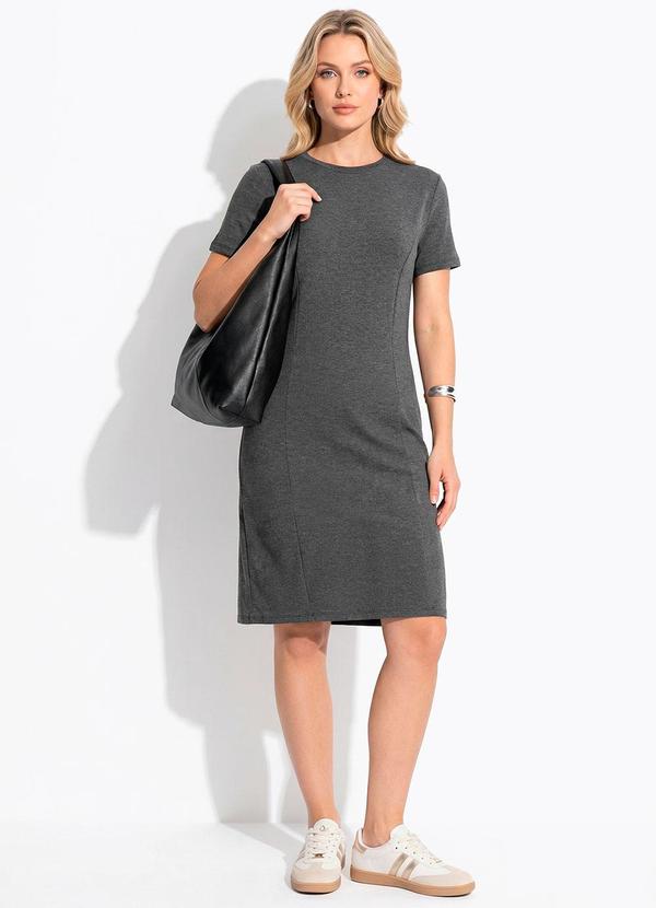 Vestido Cinza em Moletinho de Viscose