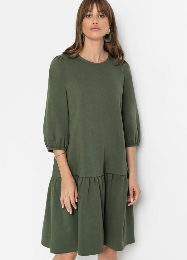 Vestido com Babado Verde