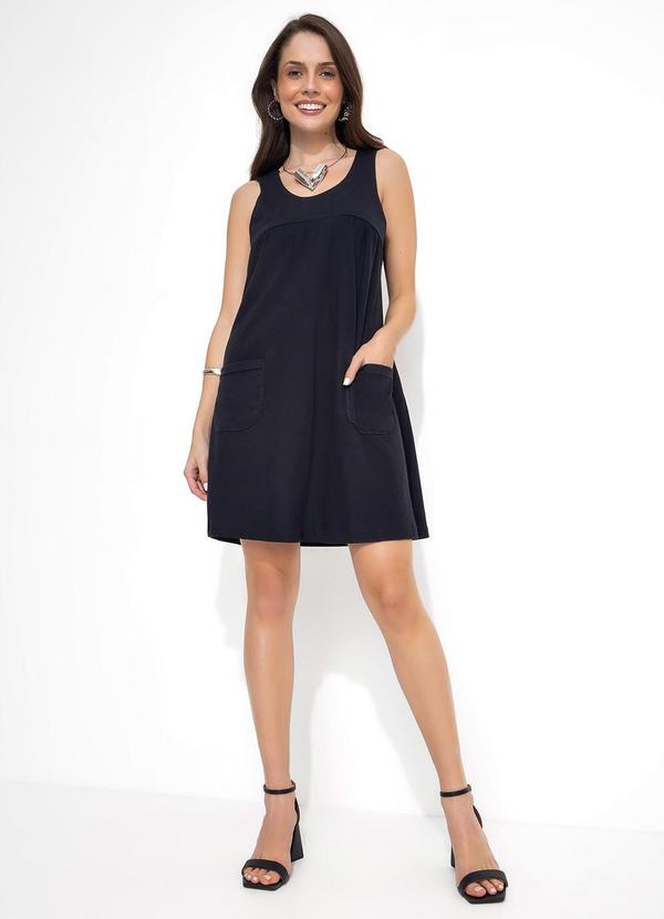 Vestido com Bolsos Preto