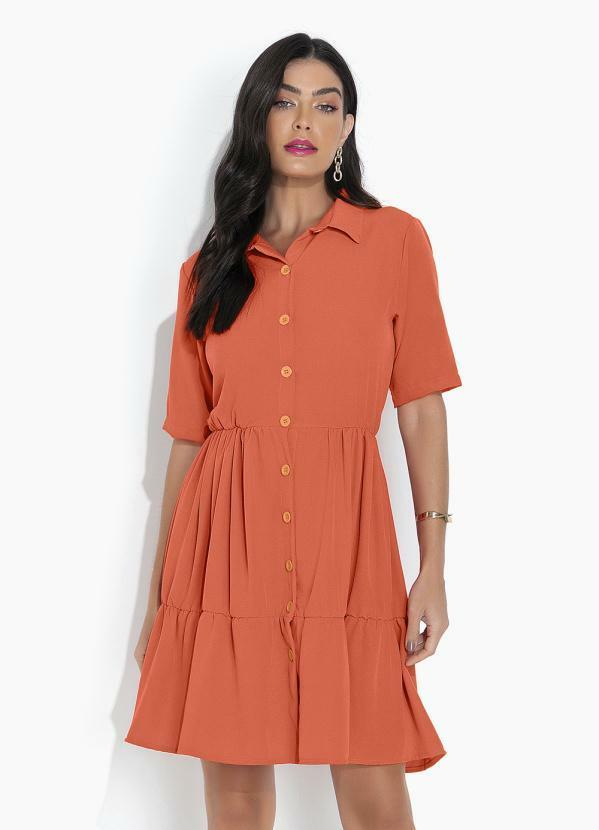 Vestido com Botões Laranja