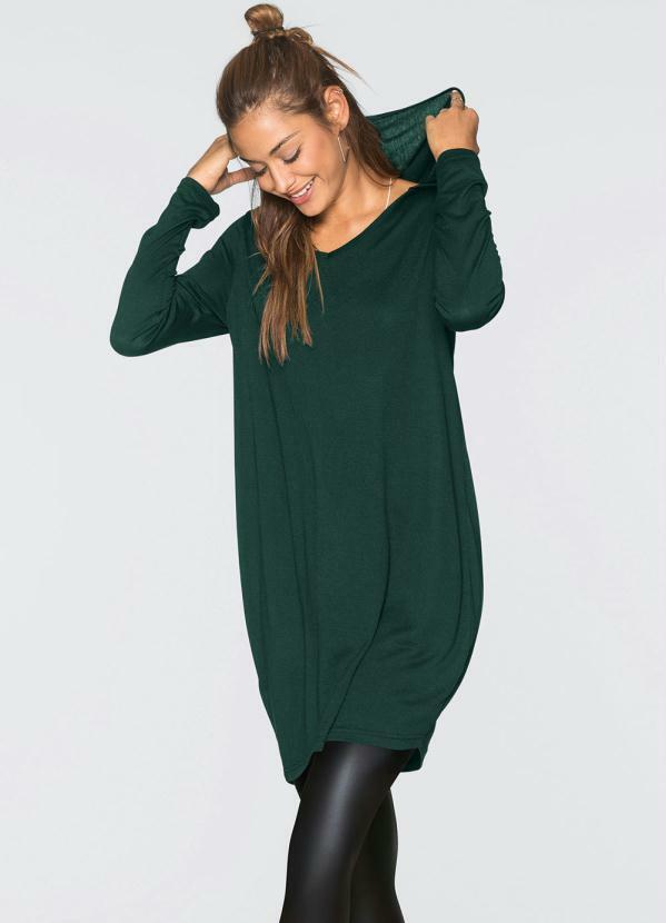 Vestido com Capuz Verde Musgo