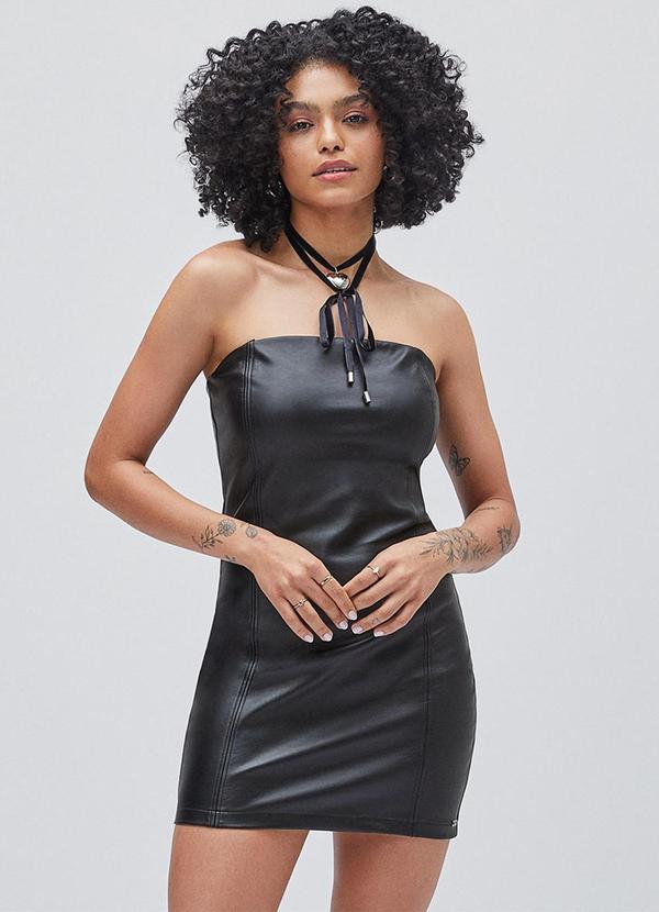 Vestido Couro Authoria Preto