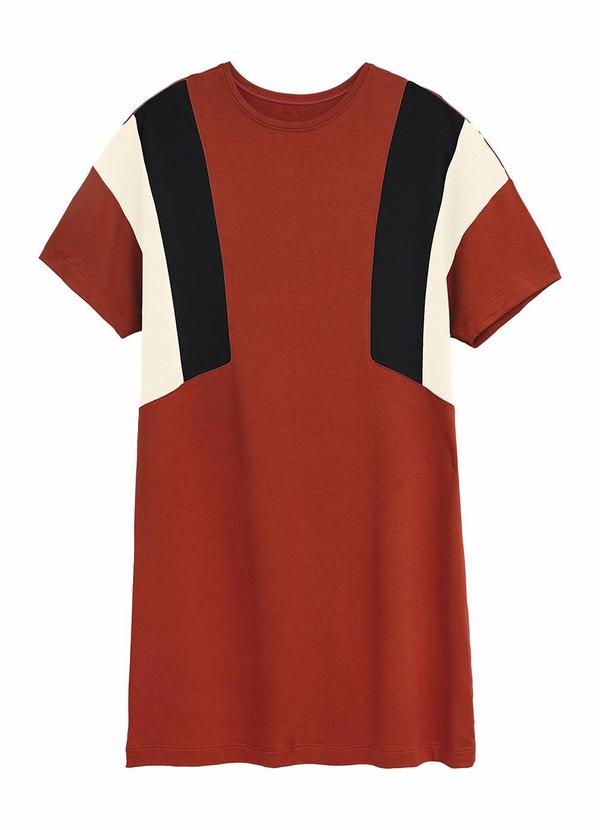 Vestido Curto Amplo em Viscolinho Terracota