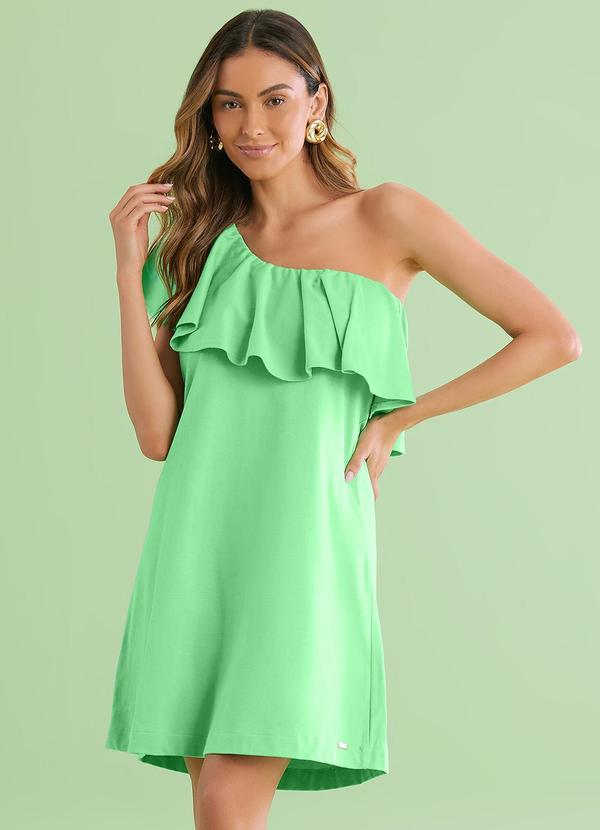 Vestido Curto Babado Malhão Verde