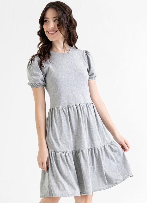 Vestido Curto Básico em Meia Malha Cinza