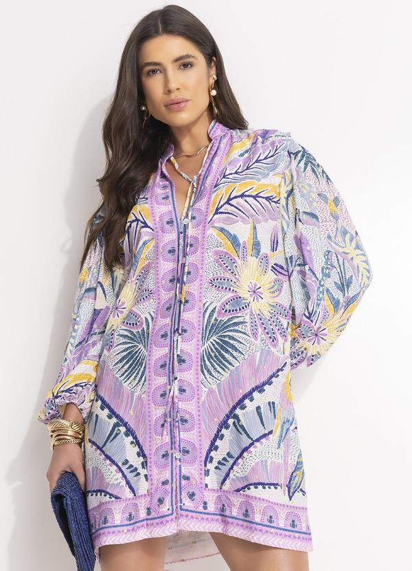 Vestido Curto Bata Tapete de Tucano Roxo