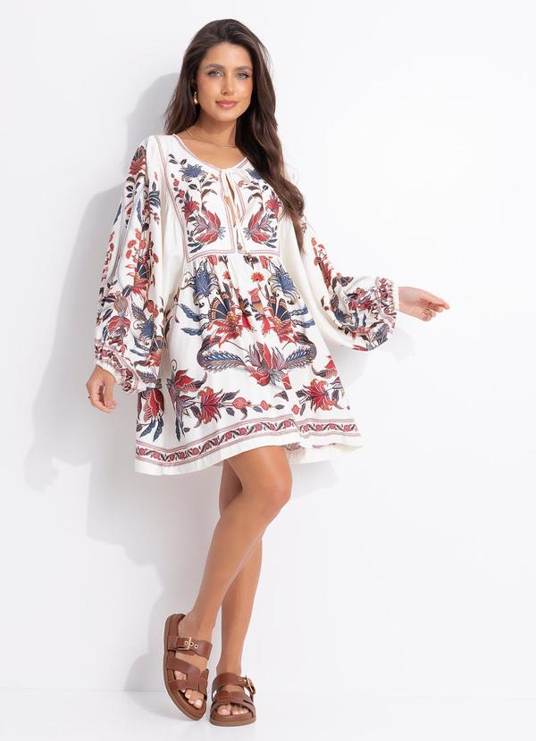 Vestido Curto Bohoflor Bege