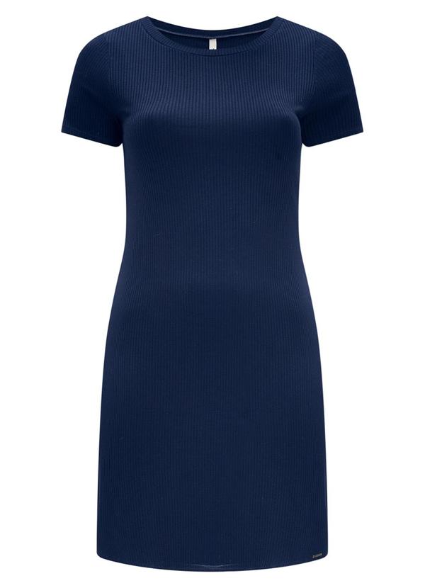 Vestido Curto Canelado Básico Plus Size Azul