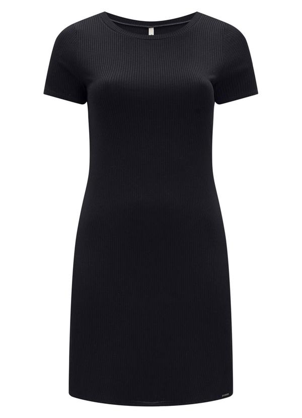 Vestido Curto Canelado Básico Plus Size Preto