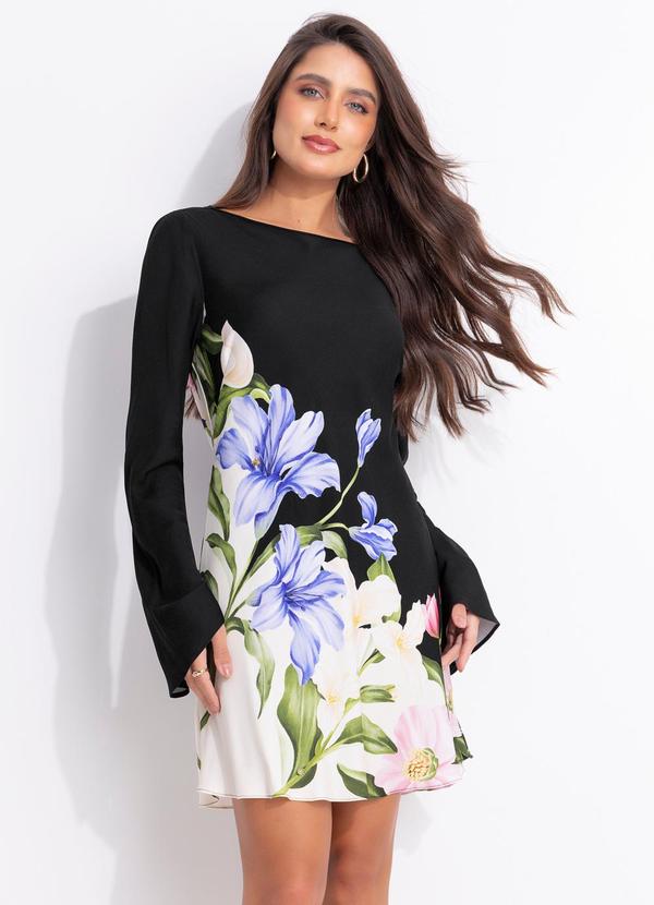 Vestido Curto Céu de Flor Preto