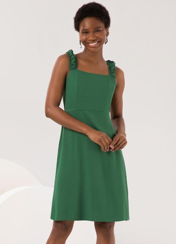 Vista 2 Vestido Curto com Alças e Decote Reto Verde Lunender Lunender