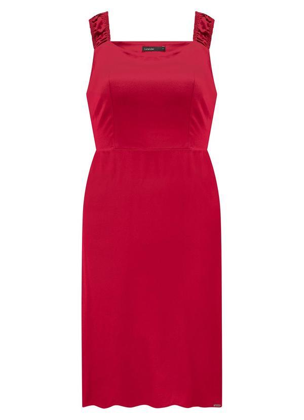 Vista 2 Vestido Curto com Alças e Decote Reto Vermelho Lunender Lunender