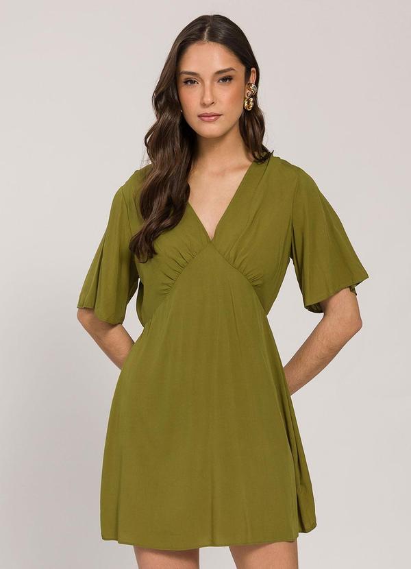 Vestido Curto com Decote V Verde