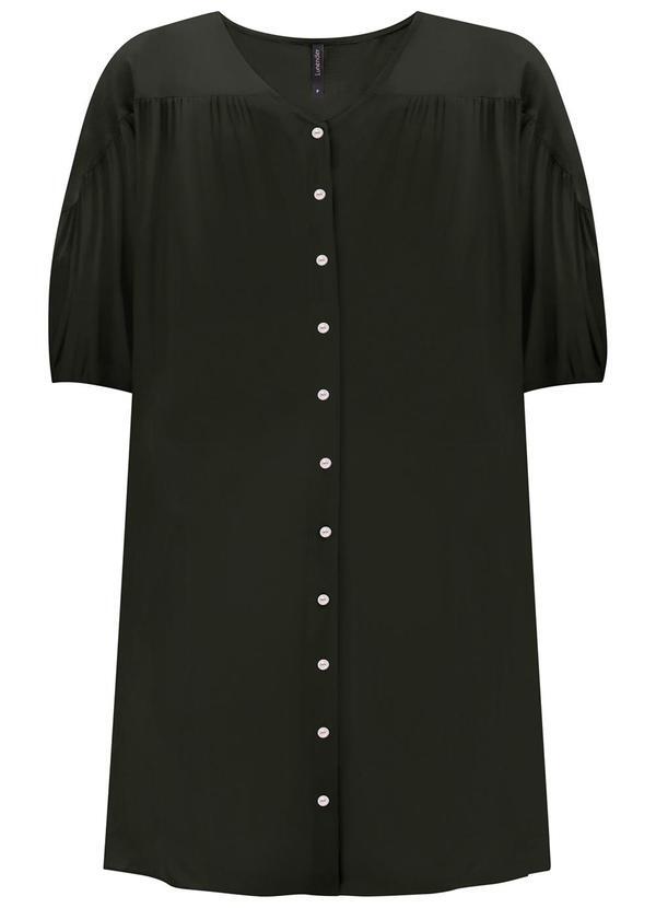 Vista 2 Vestido Curto com Mangas 3/4 e Botões Preto Lunender Lunender