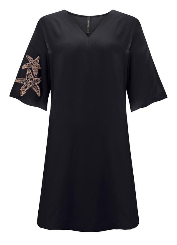 Vista 2 Vestido Curto com Mangas Amplas e Preto Lunender Lunender