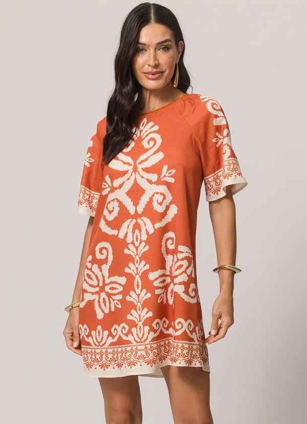 Vestido Curto de Manga Curta Laranja
