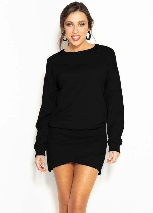 Vestido Curto de Moletom Preto