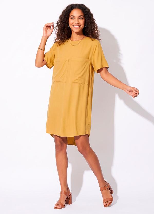 Vestido Curto de Viscose Bege