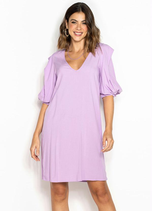 Vestido Curto de Viscose Lilás