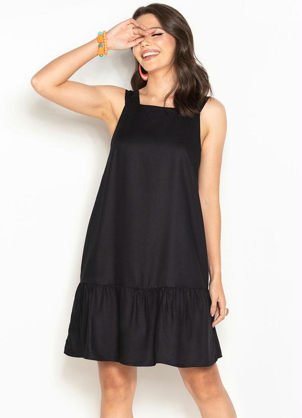 Vestido Curto de Viscose Preto