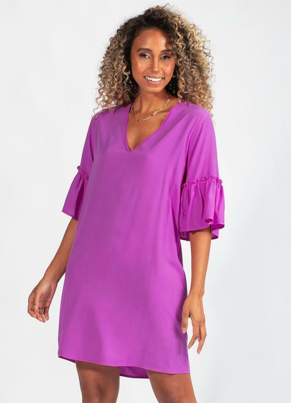 Vestido Curto de Viscose Roxo