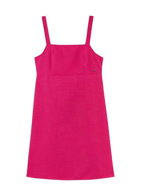 Vista 2 Vestido Curto Decote Quadrado Rosa Marialícia Marialícia