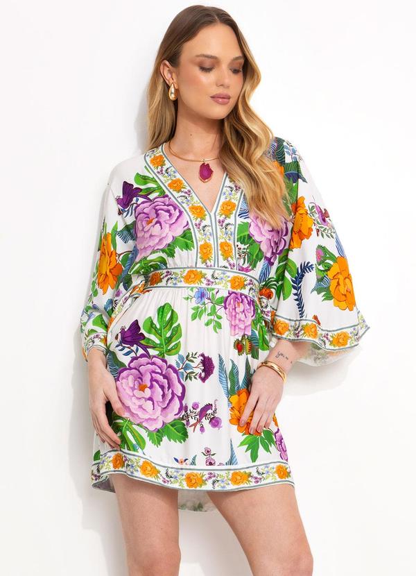 Vestido Curto Doce Jardim Off White