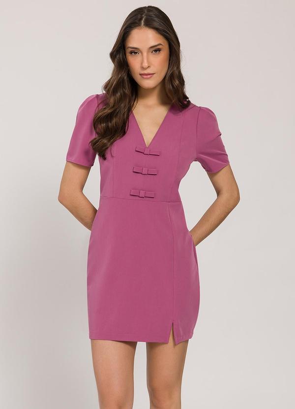 Vestido Curto em Alfaiataria com Laços Roxo