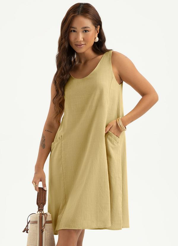 Vestido Curto em Algodão Caramelo