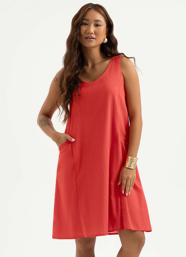 Vestido Curto em Algodão Vermelho