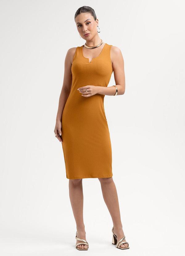 Vestido Curto em Canelado Laranja