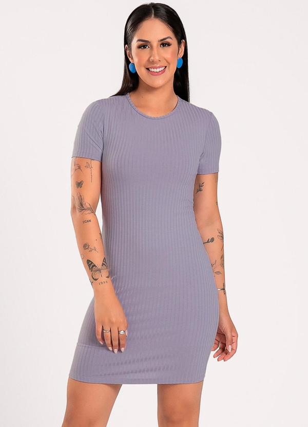 Vestido Curto em Canelado Lilás