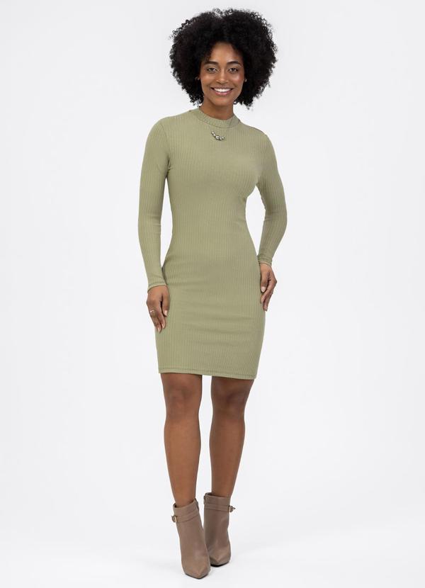 Vestido Curto em Canelado Verde
